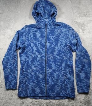 Lululemon Shift Stitch Hoodie Mens Large Blue Full Zip Knit Pattern Running Yoga